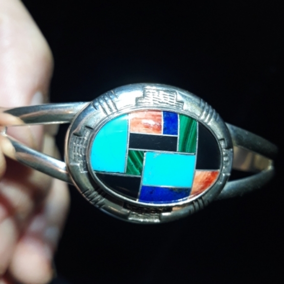 Carolyn Pollack Sterling Silver Multicolor Multi Gemstone  Carolyn Pollack Multi Gemstone Cuff Bracelet